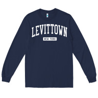 Navy levittown new york ny vintage athletic sports design t shirt Long Sleeve Tee - lanVoArt