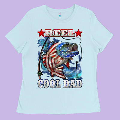 Reel Cool Dad Bass 4th Of July Ladies Tee Designed By Lillyallendesigns
