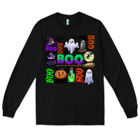 Black boo halloween Long Sleeve Tee - CowGirlArtShop
