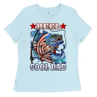 Baby Blue Reel Cool Dad Bass 4th of July Ladies Tee - LillyAllenDesigns