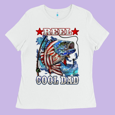 Reel Cool Dad Bass 4th Of July Ladies Tee Designed By Lillyallendesigns