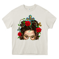 Cream Messy Bun Mom Faith And Rose Heavy Core Tee - BundleAndBundleShop