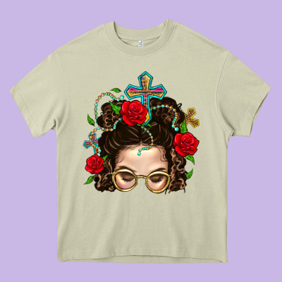 Messy Bun Mom Faith And Rose Heavy Core Tee Designed By Bundleandbundleshop