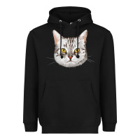 Black American Shorthair Cat Face Heavyweight Hoodie - LillyAllenDesigns