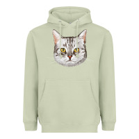 Matcha American Shorthair Cat Face Heavyweight Hoodie - LillyAllenDesigns
