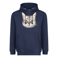 Navy American Shorthair Cat Face Heavyweight Hoodie - LillyAllenDesigns