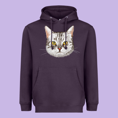 American Shorthair Cat Face Heavyweight Hoodie Designed By Lillyallendesigns