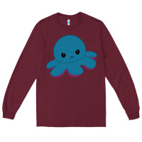 Burgundy angry blue moody reversible octopus Long Sleeve Tee - lanVoArt