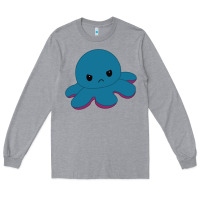 Heather Grey angry blue moody reversible octopus Long Sleeve Tee - lanVoArt