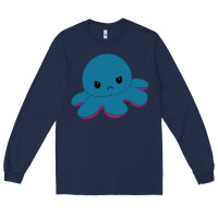 Navy angry blue moody reversible octopus Long Sleeve Tee - lanVoArt