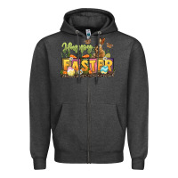 Charcoal Heather Happy Easter Zipper Hoodie - LillyAllenDesigns
