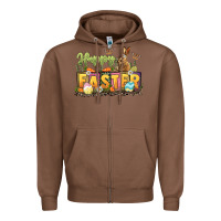 Chestnut Happy Easter Zipper Hoodie - LillyAllenDesigns