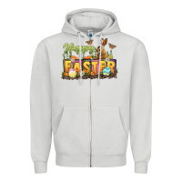 Dove Grey Happy Easter Zipper Hoodie - LillyAllenDesigns
