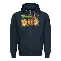 Navy Happy Easter Zipper Hoodie - LillyAllenDesigns