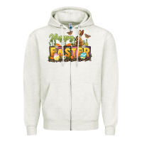 Oatmeal Heather Happy Easter Zipper Hoodie - LillyAllenDesigns