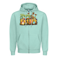 Seafoam Happy Easter Zipper Hoodie - LillyAllenDesigns