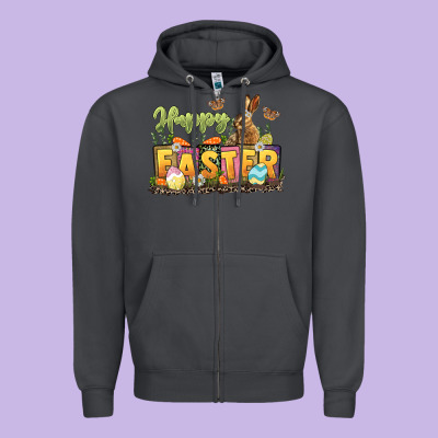 Happy Easter Zipper Hoodie Designed By Lillyallendesigns