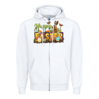 White Happy Easter Zipper Hoodie - LillyAllenDesigns