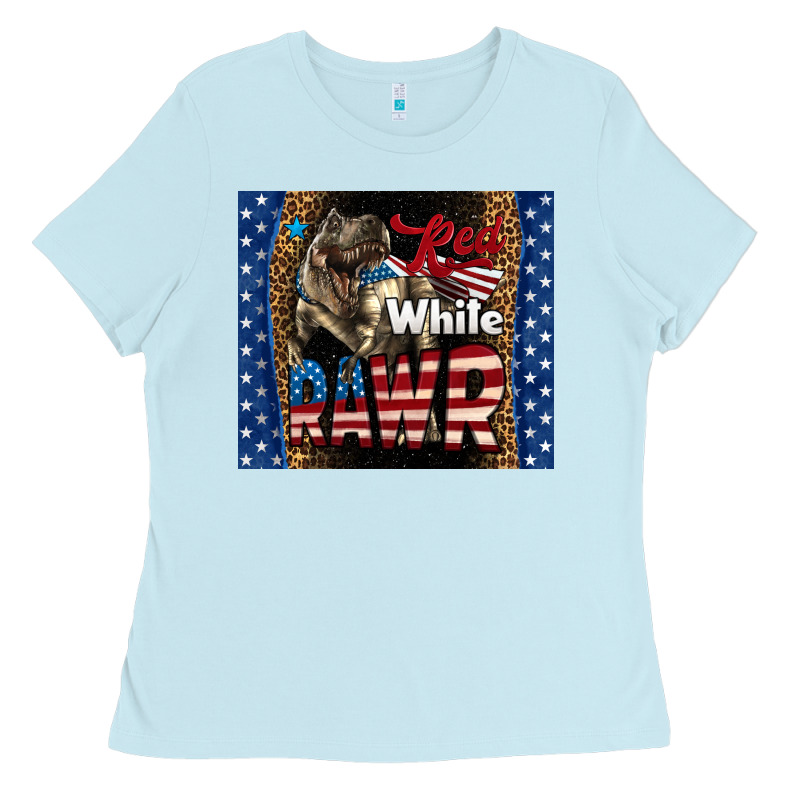 Western Red White Rawr Dinosaur Ladies Tee by LillyAllenDesigns | Teevron