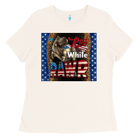 Bone Western Red White Rawr Dinosaur Ladies Tee - LillyAllenDesigns