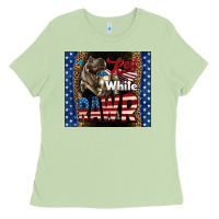 Matcha Western Red White Rawr Dinosaur Ladies Tee - LillyAllenDesigns