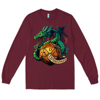 Burgundy dragon and a d20 Long Sleeve Tee - lanVoArt
