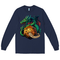 Navy dragon and a d20 Long Sleeve Tee - lanVoArt