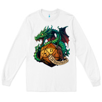 White dragon and a d20 Long Sleeve Tee - lanVoArt