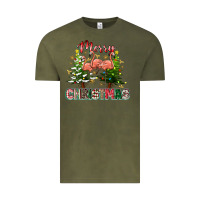 Vintage Olive Merry Christmas flamingo Vintage Tee - texasbilliewilder