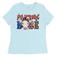 Baby Blue Western Star Spangled Baby Cow Ladies Tee - LillyAllenDesigns