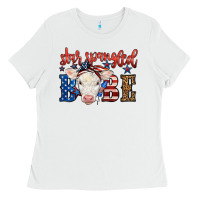 White Western Star Spangled Baby Cow Ladies Tee - LillyAllenDesigns
