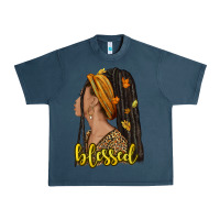 Midnight Navy Fall afro woman blessed Urban Heavy Tee - NancyCooperArtShop
