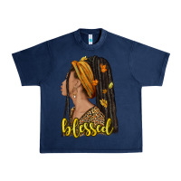 Navy Fall afro woman blessed Urban Heavy Tee - NancyCooperArtShop