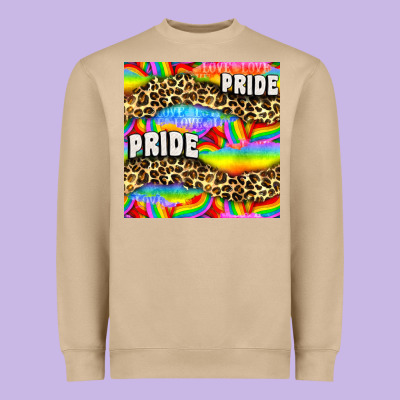 Pride Lgbtq Leopard With Love And Rainbow Seamless Heavyweight Sweatshirt Designed By Bundleandbundleshop
