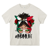 Cream Mexican Mom Life Messy Bun Mama Heavy Core Tee - BundleAndBundleShop