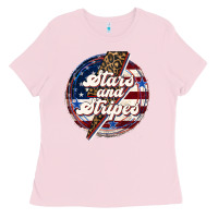 Bubblegum Pink Western Stars and Stripes 4th of July Ladies Tee - LillyAllenDesigns