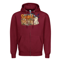 Burgundy Stay Spooky Zipper Hoodie - CowhideDigitalArt