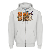 Dove Grey Stay Spooky Zipper Hoodie - CowhideDigitalArt