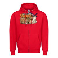 Red Stay Spooky Zipper Hoodie - CowhideDigitalArt