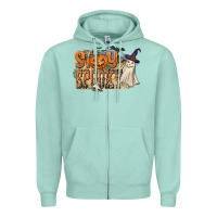 Seafoam Stay Spooky Zipper Hoodie - CowhideDigitalArt
