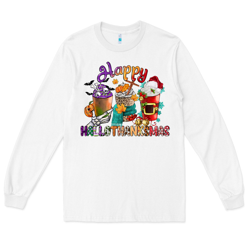 Hallothanksmas Coffee Cups Long Sleeve Tee by CowGirlArtShop | Teevron