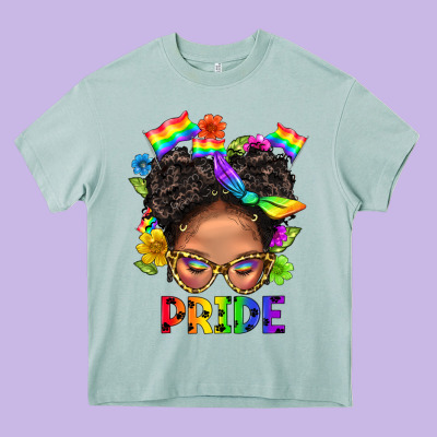 Lgbtq+ Messy Bun Mom Pride With Flower Heavy Core Tee Designed By Bundleandbundleshop