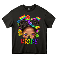Asphalt LGBTQ+ Messy Bun Mom Pride With Flower Heavy Core Tee - BundleAndBundleShop
