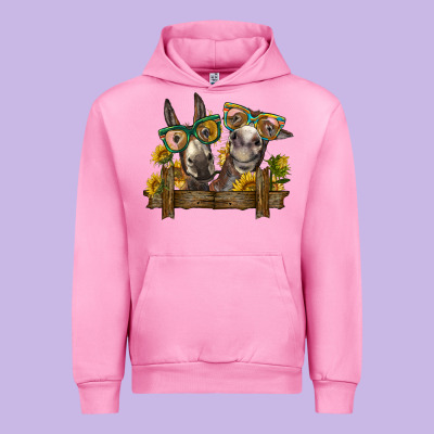 2 Donkeys With Sunflowers Urban Hoodie Designed By Barkaloodesign