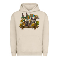 Pigment French Oak 2 donkeys with sunflowers Urban Hoodie - BarkalooDesign