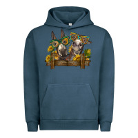 Pigment Midnight Navy 2 donkeys with sunflowers Urban Hoodie - BarkalooDesign