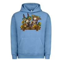 Pigment Pebble Blue 2 donkeys with sunflowers Urban Hoodie - BarkalooDesign
