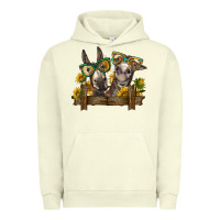 Pigment Pistachio 2 donkeys with sunflowers Urban Hoodie - BarkalooDesign