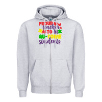 Heather Grey proud teacher to ausome students Zipper Hoodie - CowhideDigitalArt