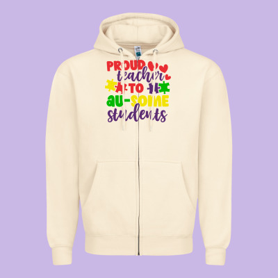 Proud Teacher To Ausome Students Zipper Hoodie Designed By Cowhidedigitalart